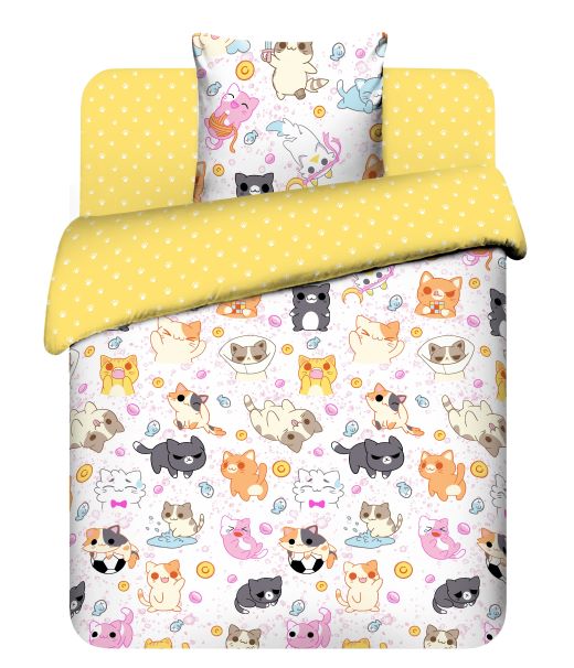 Постельное белье детское 1,5сп поплин Тинейджер Василек 71074/1 Только для котиков *1/7