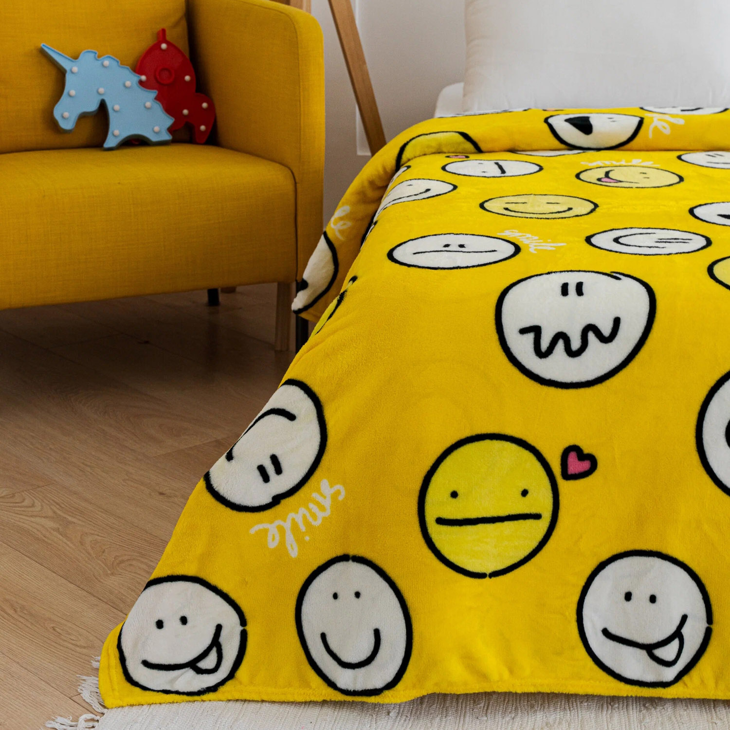 Плед детский микрофибра 150*200см Смайлики желтый Павлинка *1
