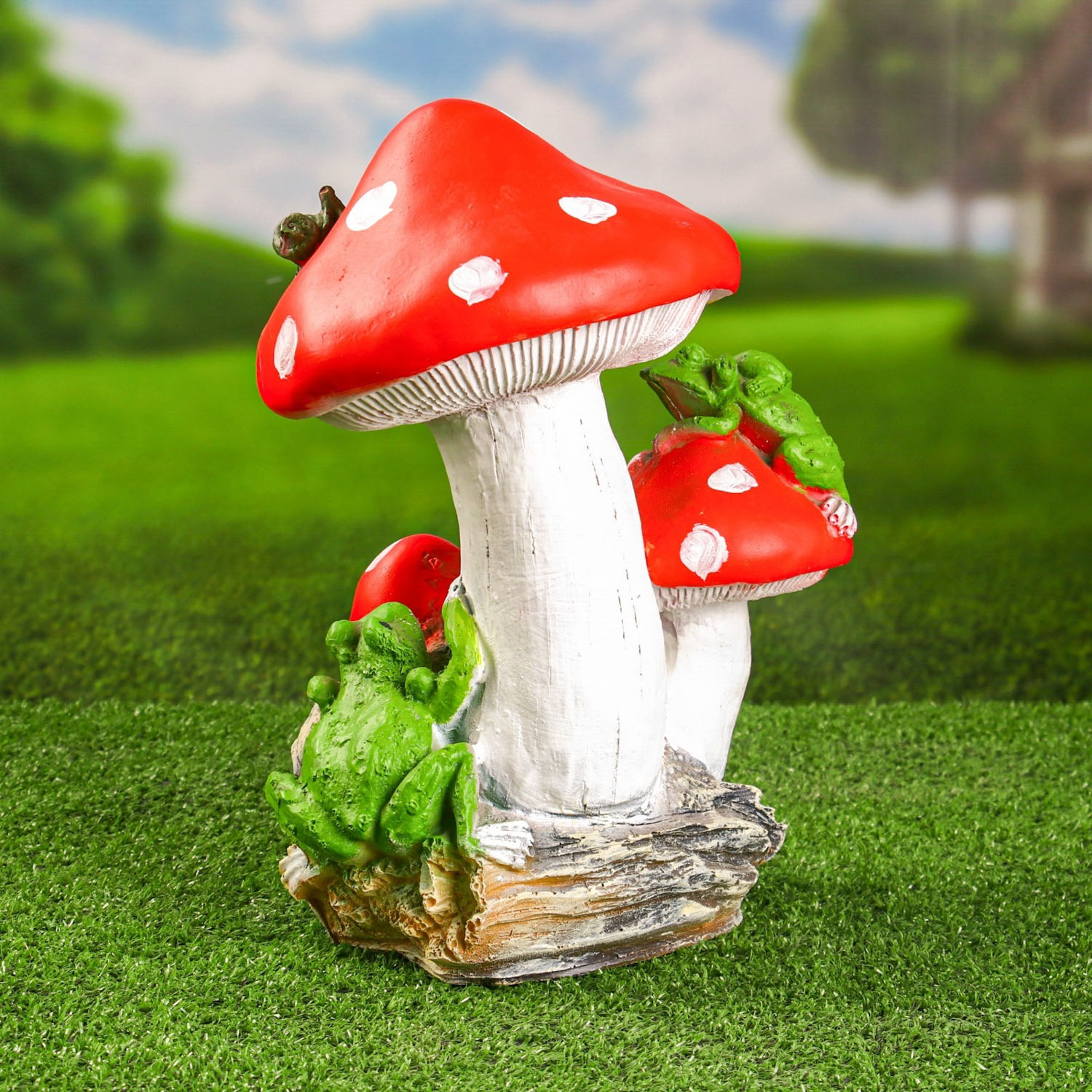 Садовая фигура "Гриб с лягушкой" средняя, 31х22см 9487941