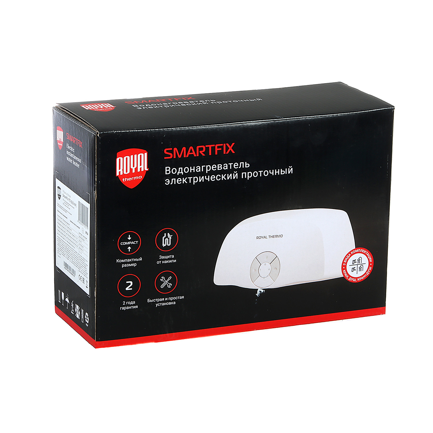 Водонагреватель проточный Royal Thermo Smartfix 2.0, 6.5 кВт, вертикальный