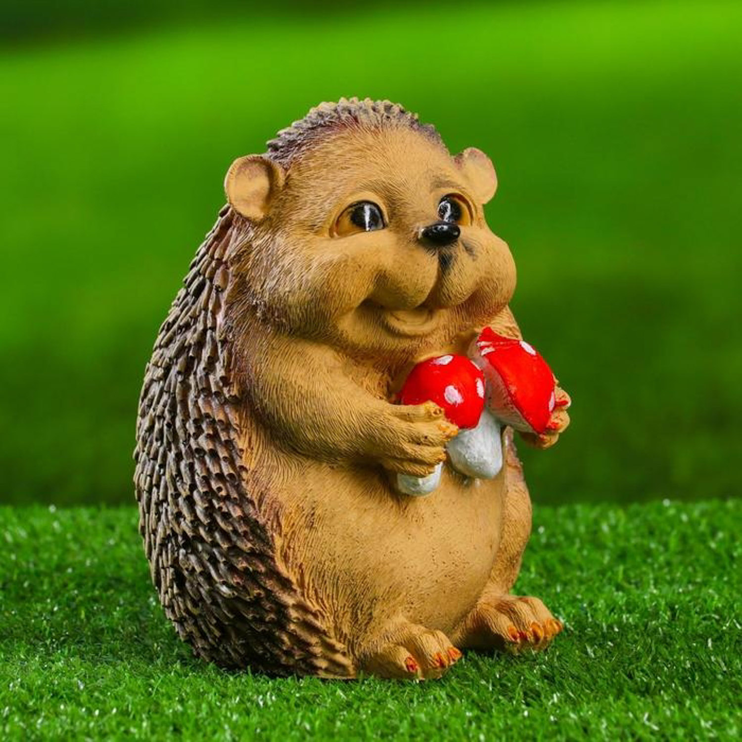 Садовая фигура "Ежик с грибами милый" 16х13х11см   6780531