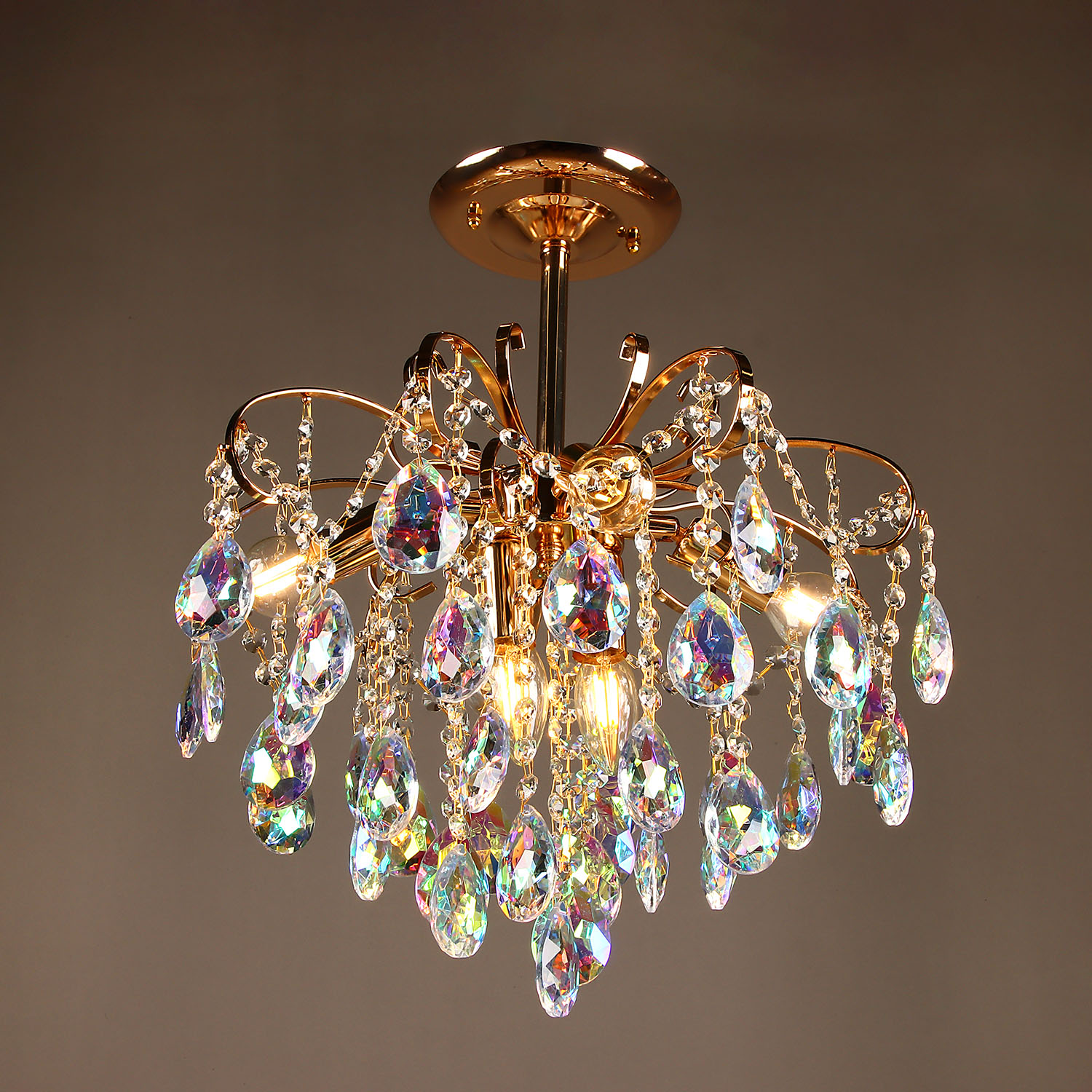 Светильник потолочный хрусталь 6018 Gold 400 мм Е14 S=16м2  VERNER LIGHTING *1