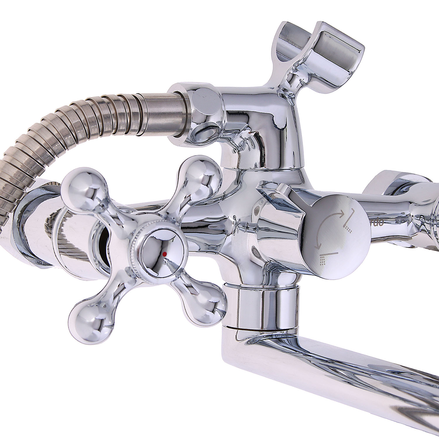 Смеситель для ванны Milardo Duplex, длинный излив, двухвентильный, с лейкой