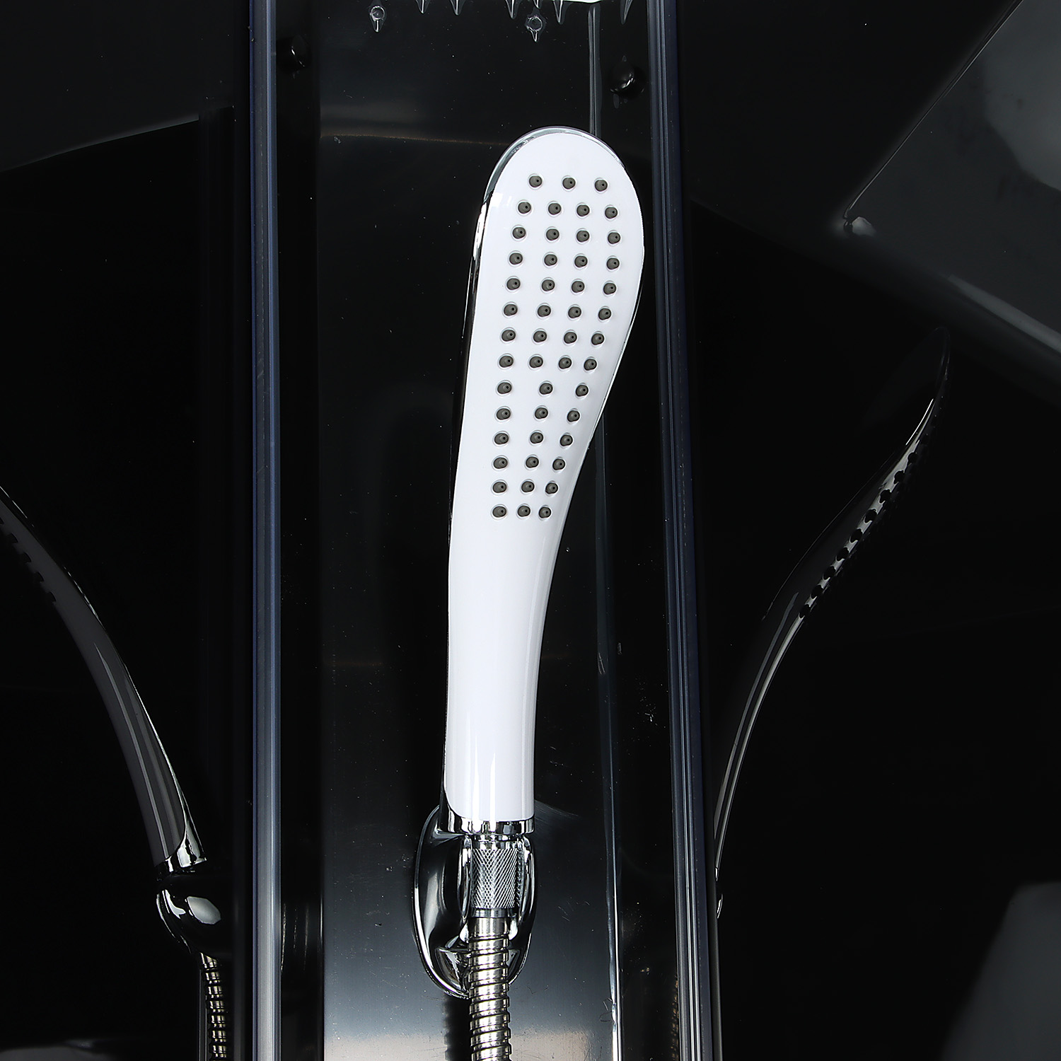 Кабина душевая 90*90*232 Топ B, поддон средний, стекло прозрачное, стенка черная(7уп+сифон D50мм)