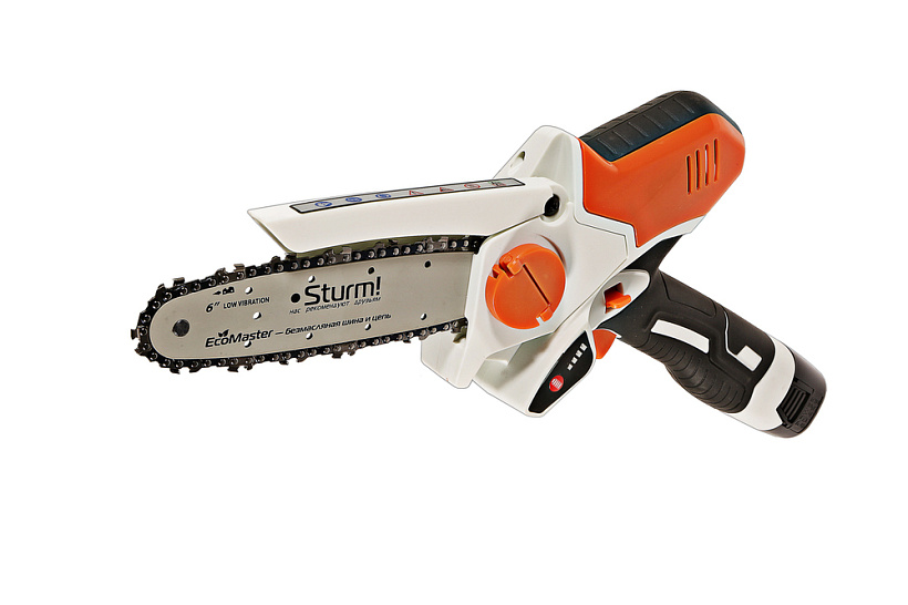 Пила цепная аккумуляторная 16В 2Ач Li-Ion шина15см цепь37зв шаг1/4" паз1,1мм CSC1804 STURM *1/5