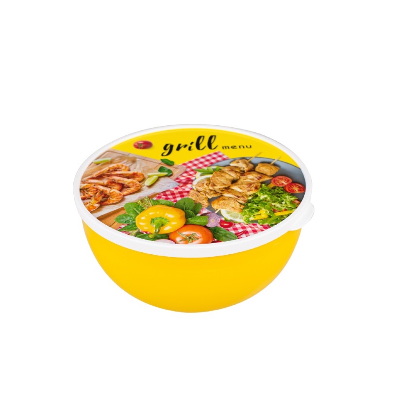 Миска пластм. с крышкой "GRILL MENU" 2,0л 236х226х110мм арт.59696 ("Полимербыт)*1/8