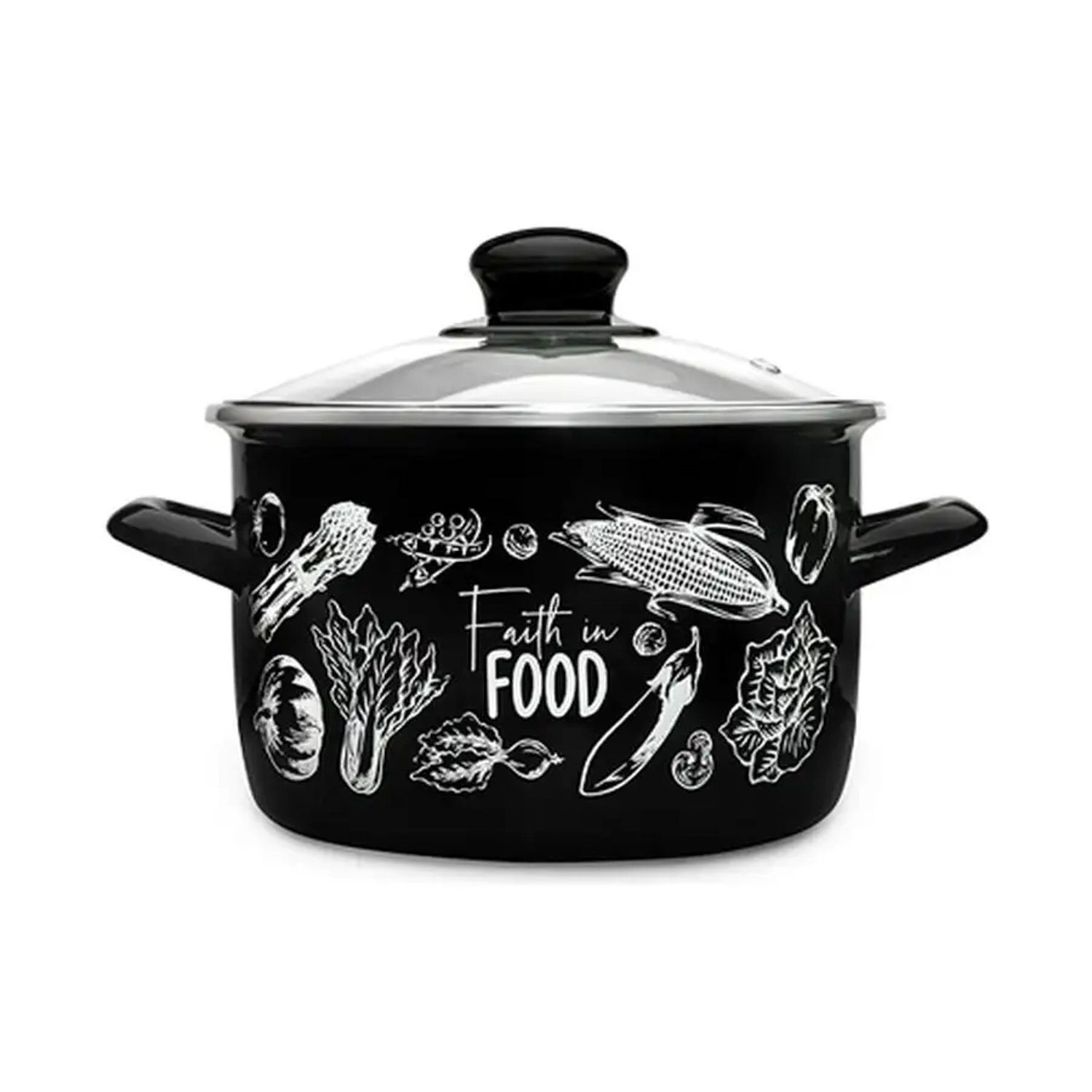 Кастрюля эмалированная "Овощи" 1,5л d16см Дл.ручка, б/кр. 365157 ("МЕТРОТ" Сербия) *1/4