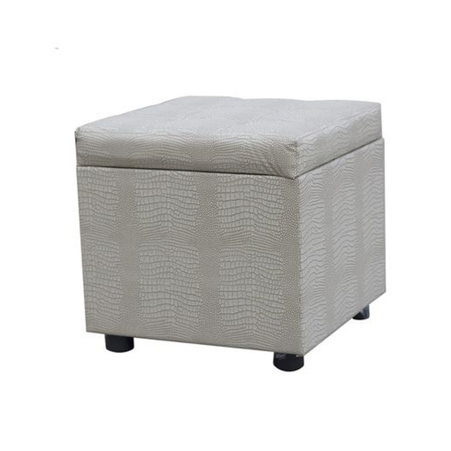 Пуф FORPOST, 42х41х40 см, куб, искусственная кожа, белая рептилия