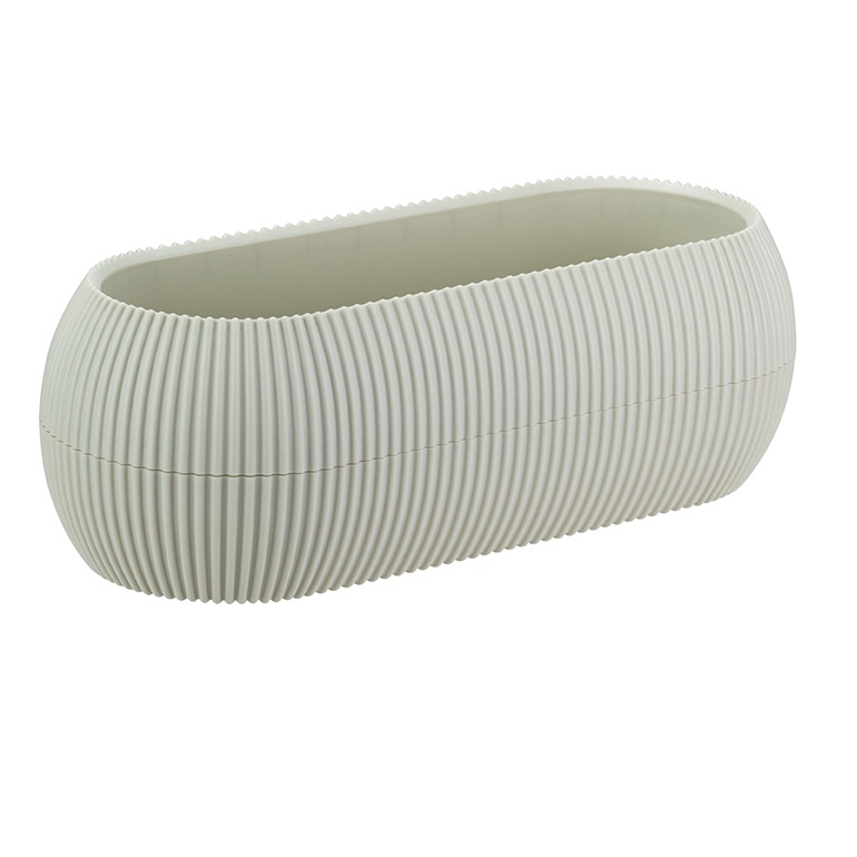 Кашпо пластм. "Пиканто" 1,3л 280х115мм h90мм с поддоном,с дрен.реш. Бел ротанг М3210 ("М-П")*1/12