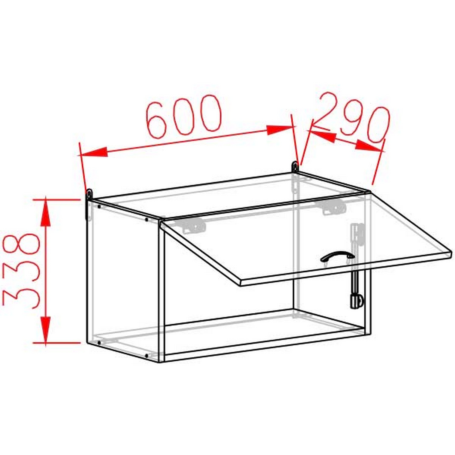Шкаф навесной 600х338х290 мм BROZEX-WOOD Camellia, для вытяжки, с дверцей, серый / юта