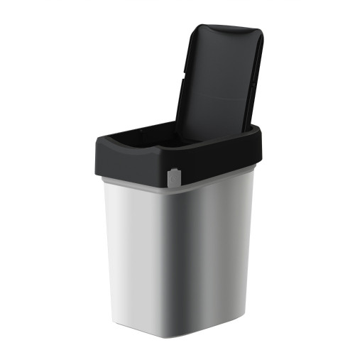 Контейнер д/мусора пластм. с откидной+"плавающей" крышкой 10л "METAL BIN",крепл.д/пак. 434261213*1/4