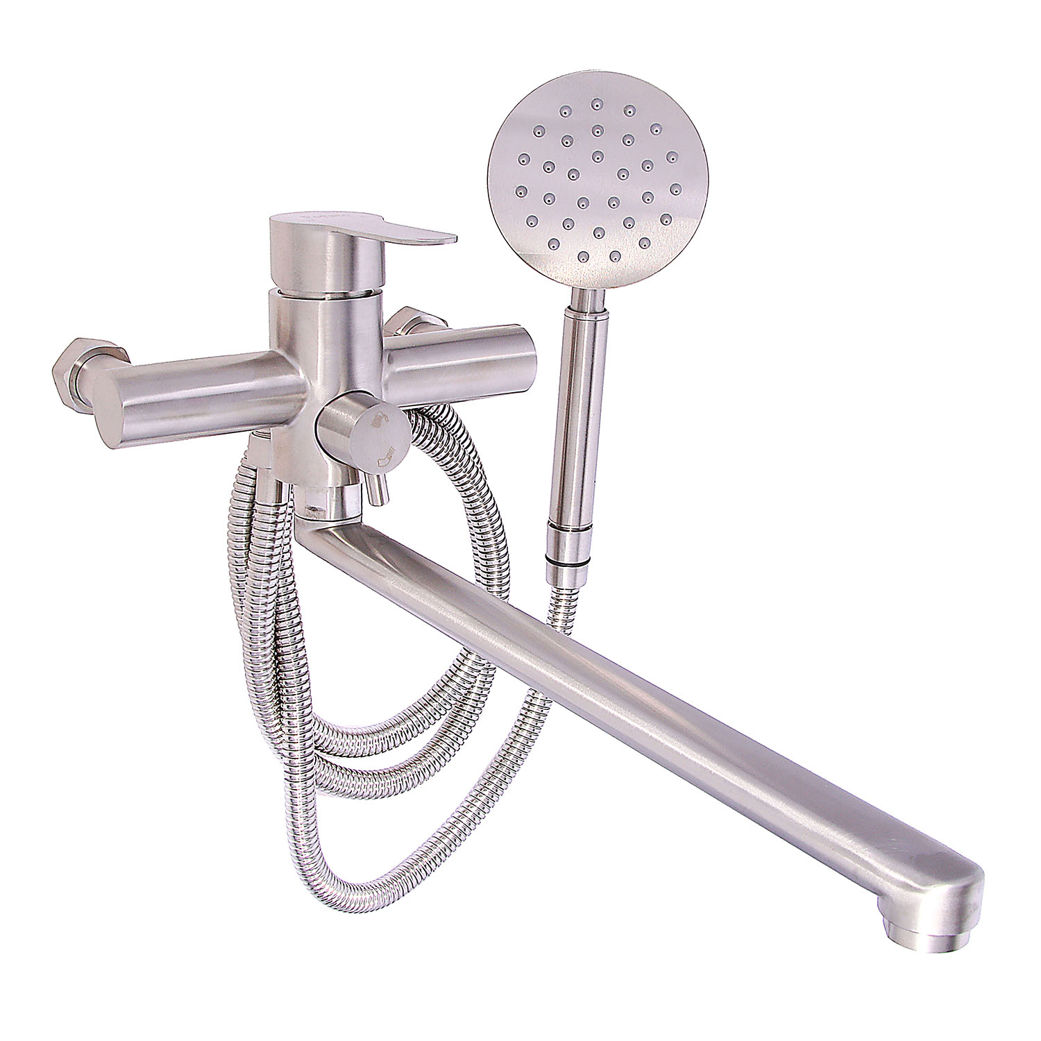 Смеситель универсальный "Potato" плоский излив с переключ. душа, нерж. сталь P22303S  *1/10