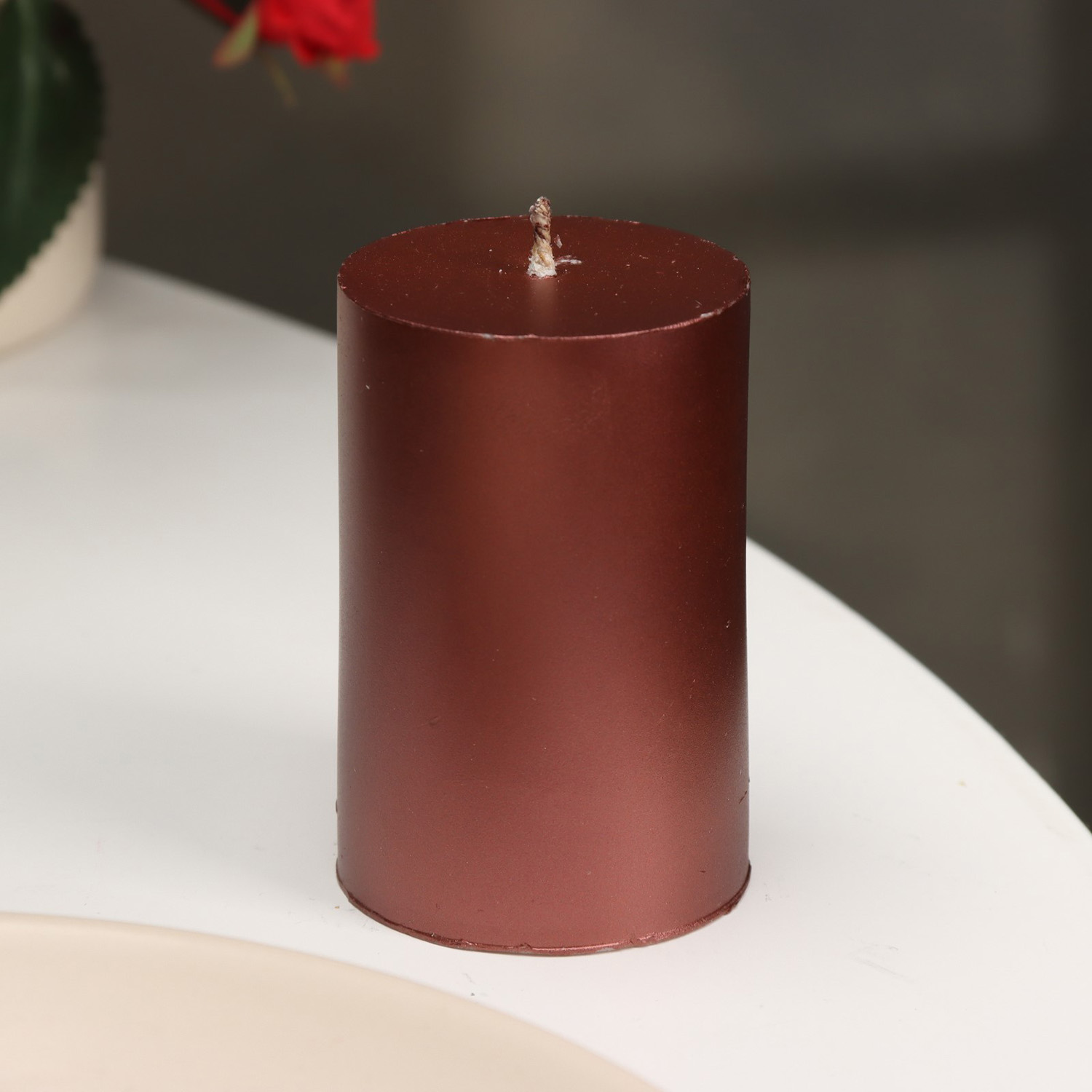 Свеча-цилиндр гладкая, 5х7,5 см, винная, металлик, 6 ч 9889604