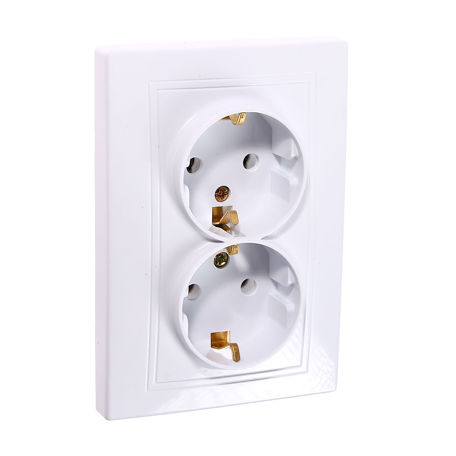 Розетка Intro Plano СП 2-мест.белая сз 2X2P+E Schuko 16А-250В IP20 1-205-01 *10100