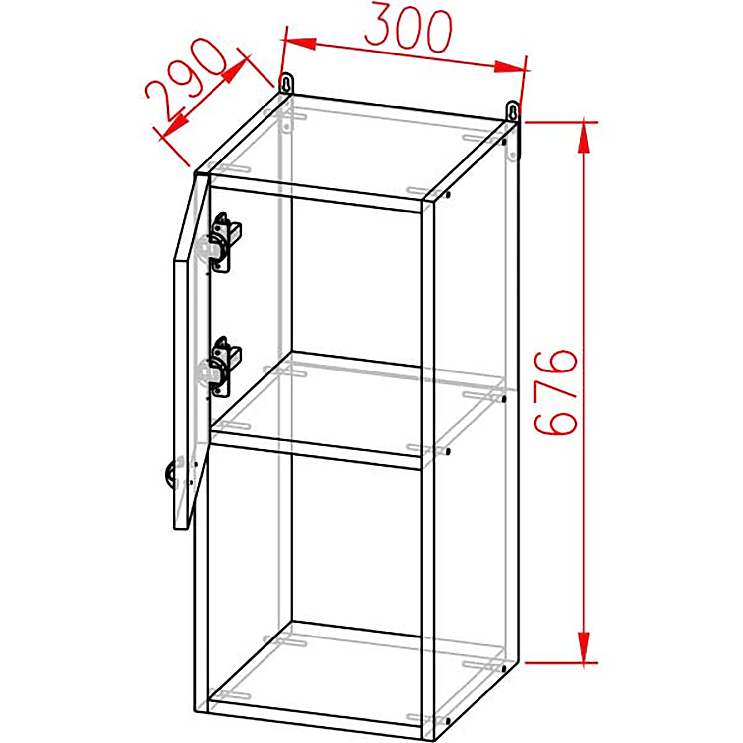 Шкаф навесной 300х676х290 мм BROZEX-WOOD Liberty, с дверцей, белый