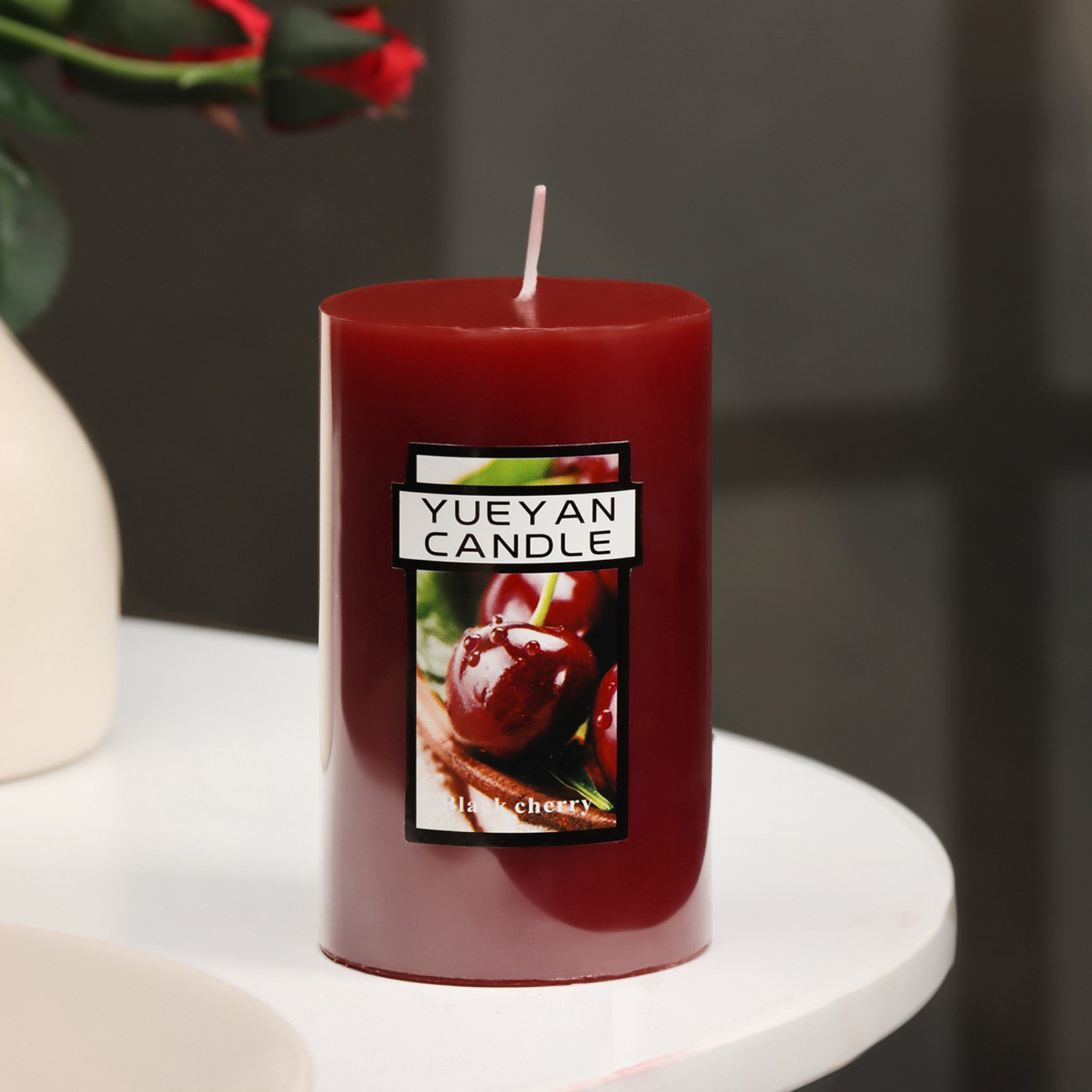 Свеча-цилиндр ароматическая "Вишня", 6х10 см  9667576