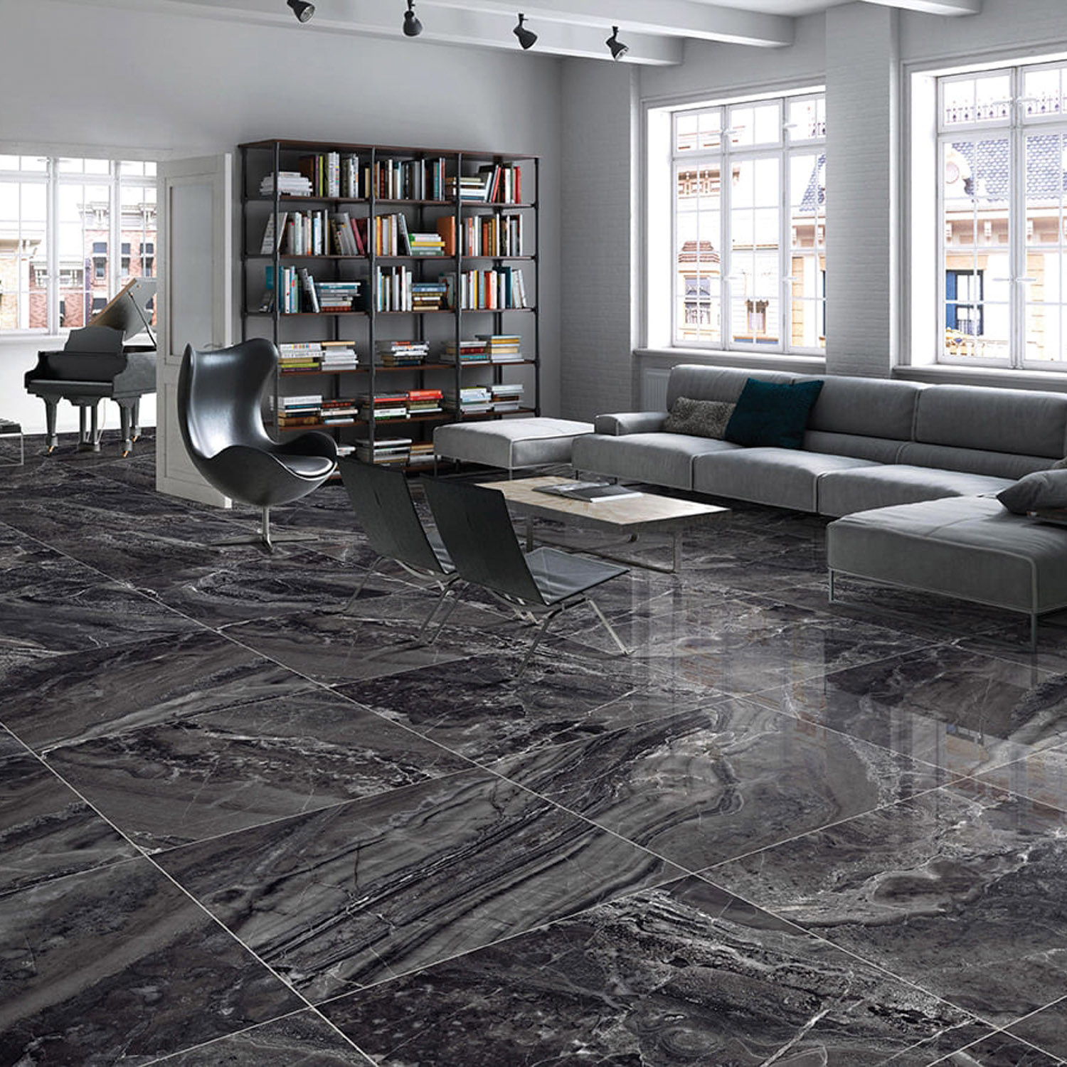 Керамогранит 1.44 м² Primavera Titan PR115, 600x600x10 мм, полированный, черный мрамор