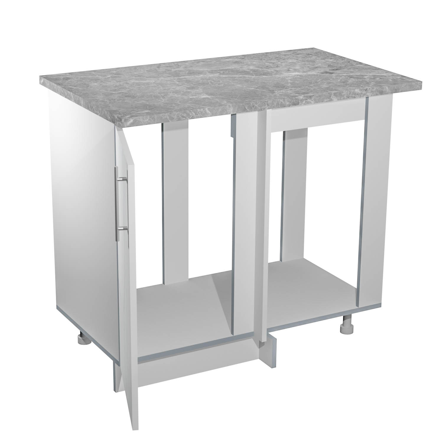 Шкаф напольный угловой 1000х850х600 мм BROZEX-WOOD Camellia, правый, с дверцей, серый / юта