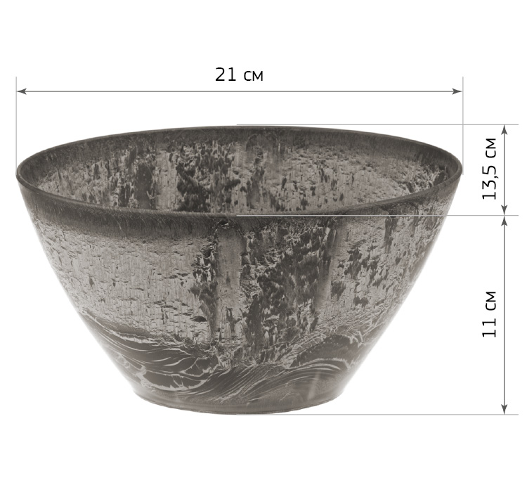 яяяКашпо пластм. "Микрит" 1.4л овал. 210х135 h110мм Серый слайн М3108 ("М-П.")*1/16