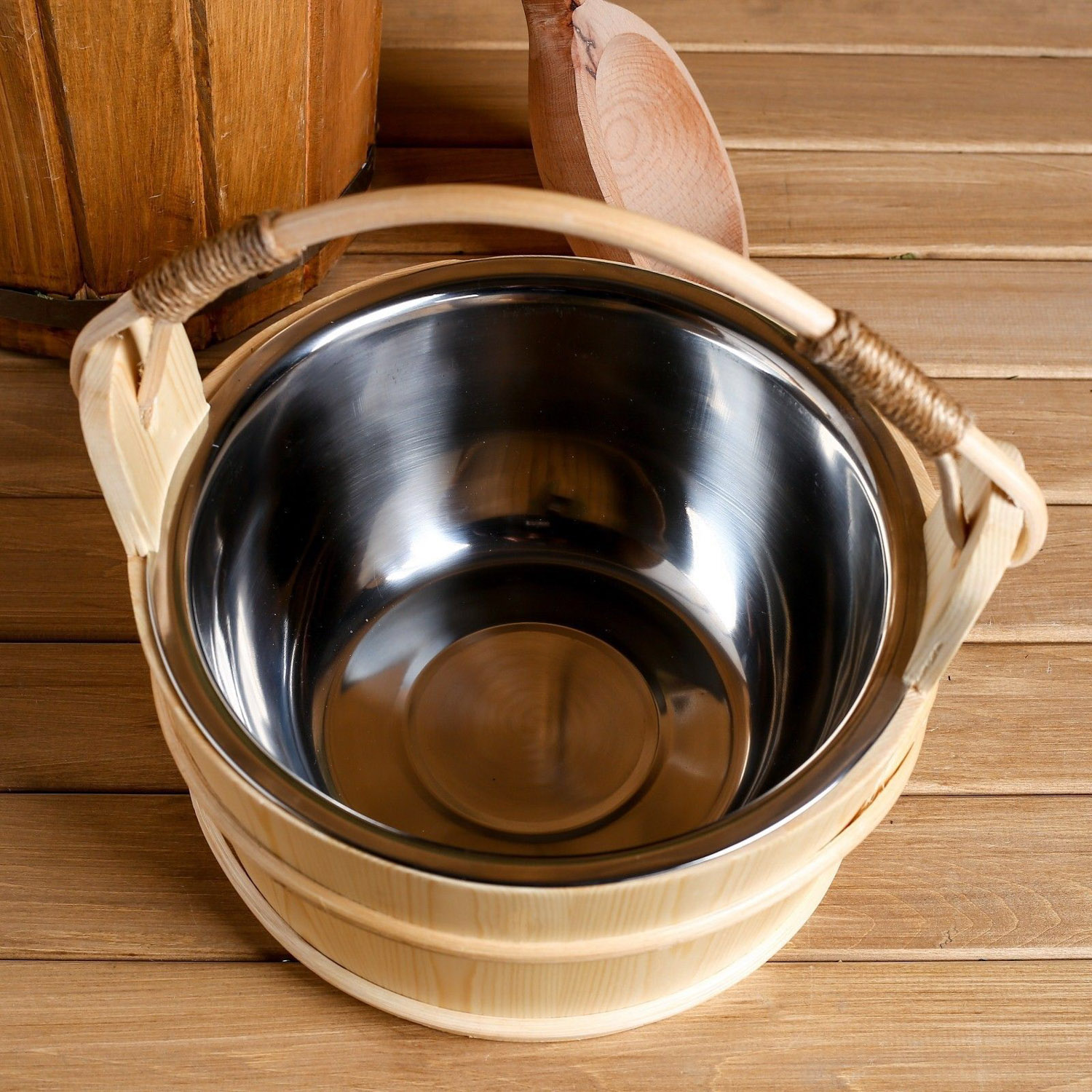 Ведро для бани с нержавеющей вставкой, 3,7 литра 27х22х21 см   4538736