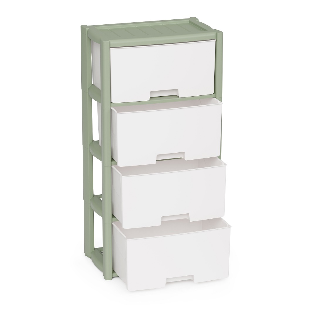 Комод пластм. "Колорит" 4 ящика выс.940мм, шир.475мм, гл.300мм Зелёный М9041"ЗПИ "Альтернатива" *1