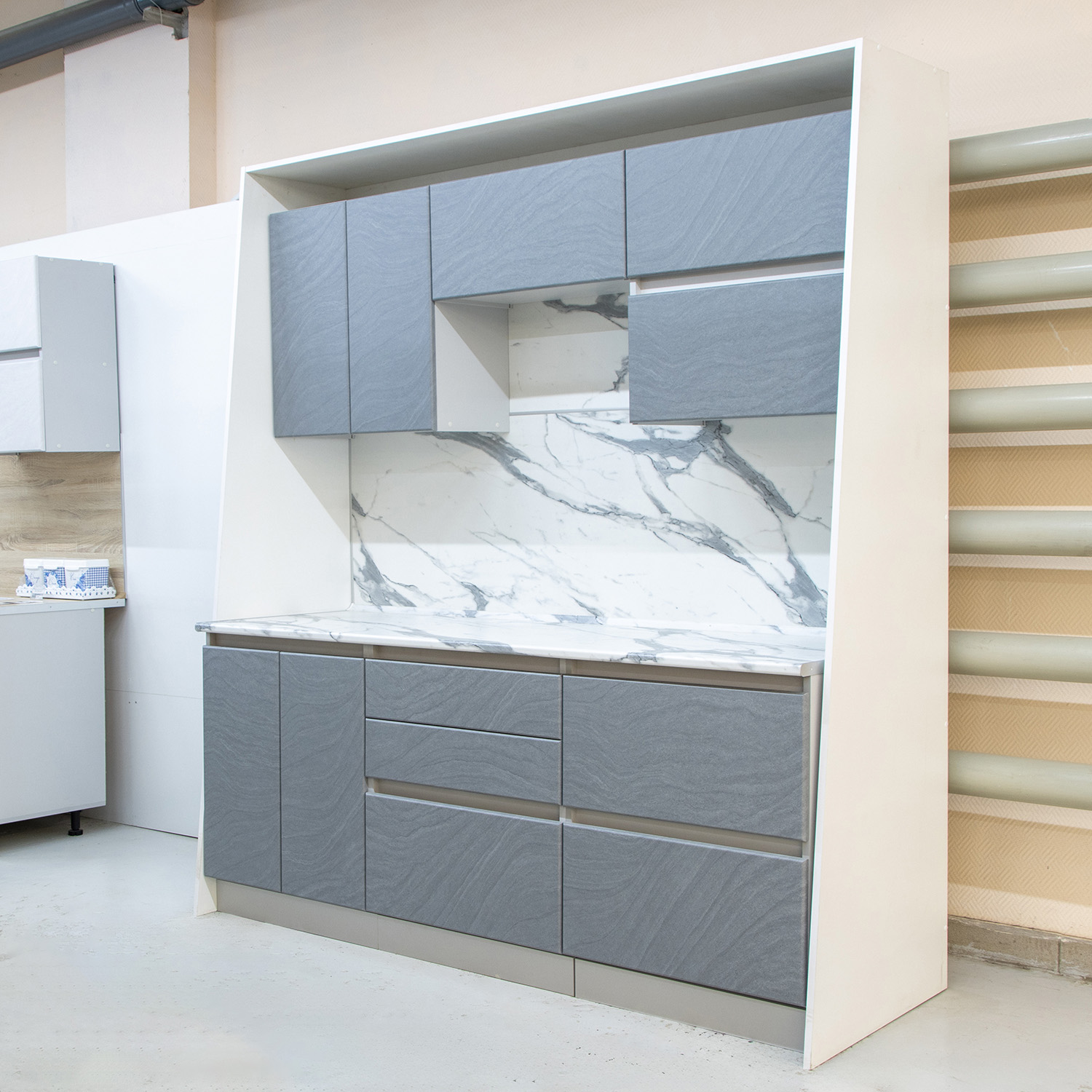 Шкаф напольный 600х850х600 мм BROZEX-WOOD GreyWind, с тремя ящиками