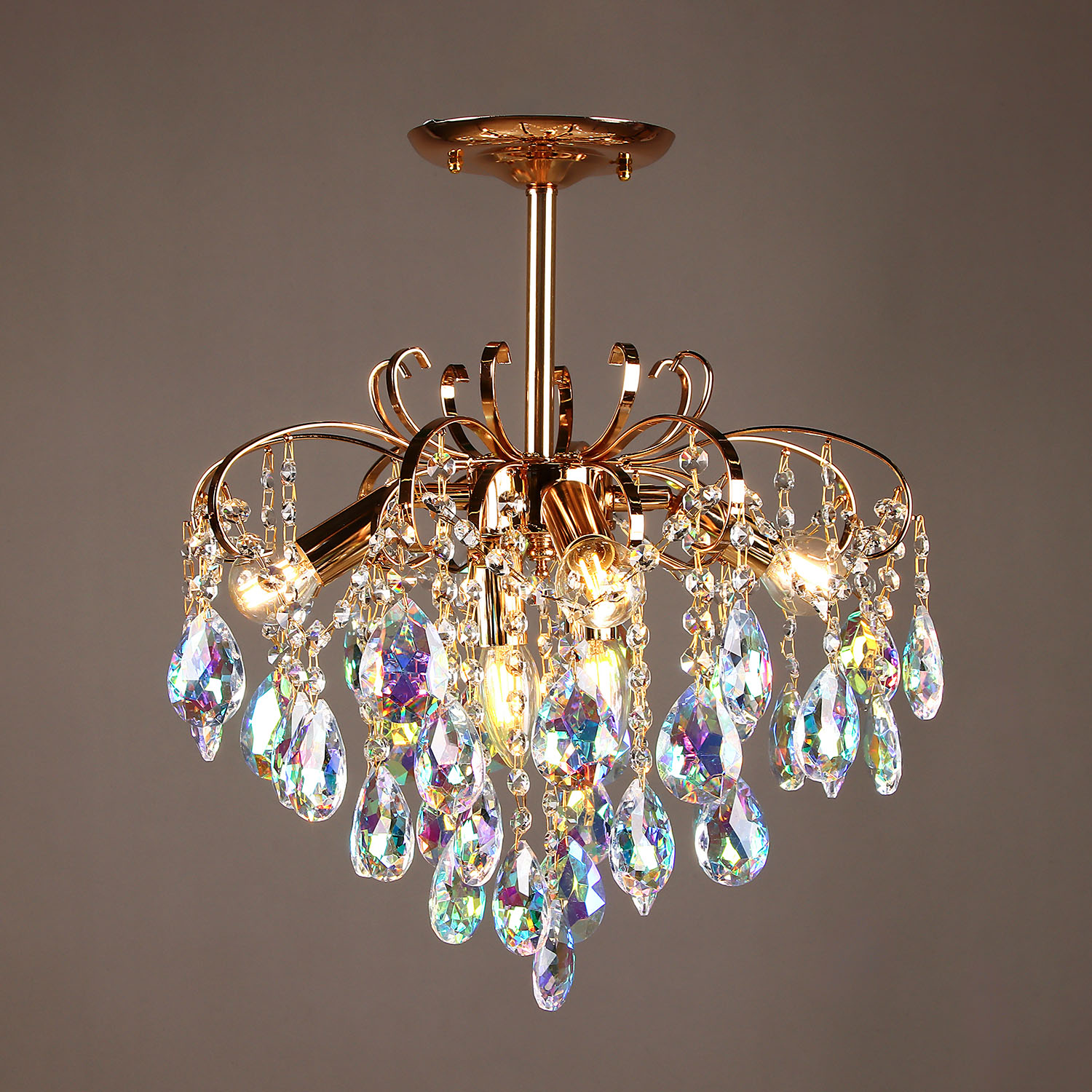 Светильник потолочный хрусталь 6018 Gold 400 мм Е14 S=16м2  VERNER LIGHTING *1