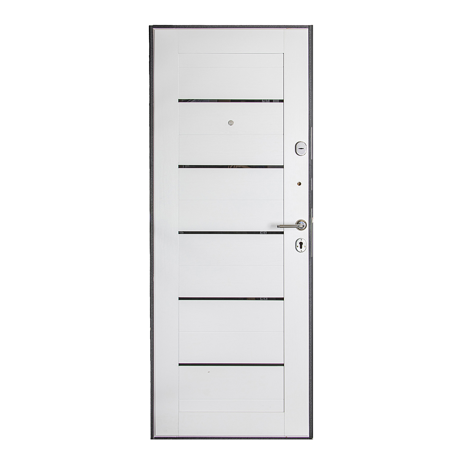 Дверь входная 2050х860х60 мм Двери Гуд М-2 GOODMAN, со стеклом, левая, черный шелк/белый