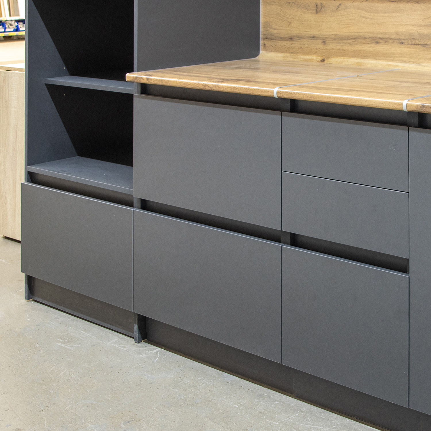 Шкаф напольный 600х850х600 мм BROZEX-WOOD Next, с двумя ящиками, графит