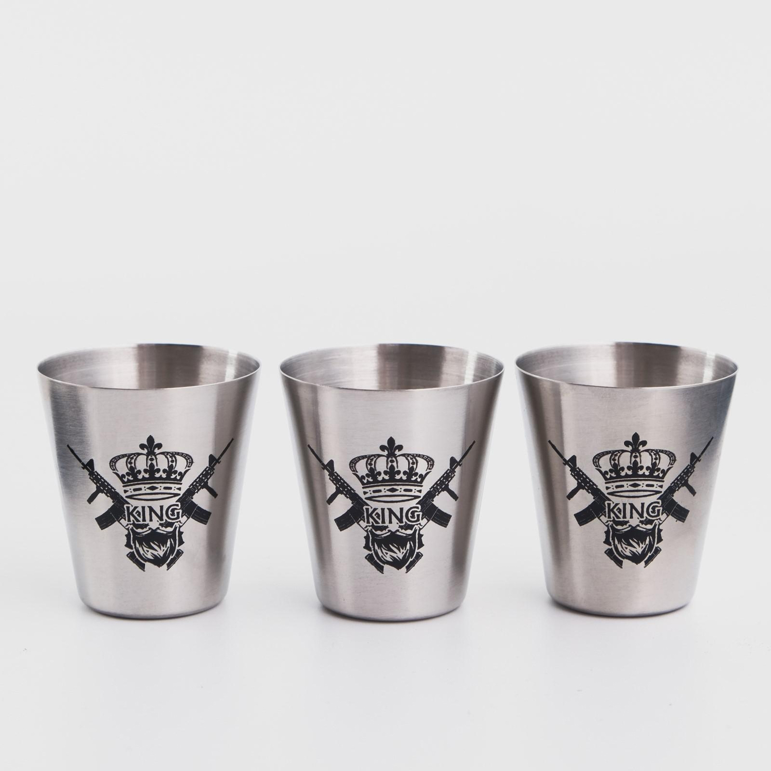 яяяНабор стопок, серия: 23 Февраля, "KING", 3 шт × 30 мл, стопка 4 х 3.5 см 6831467