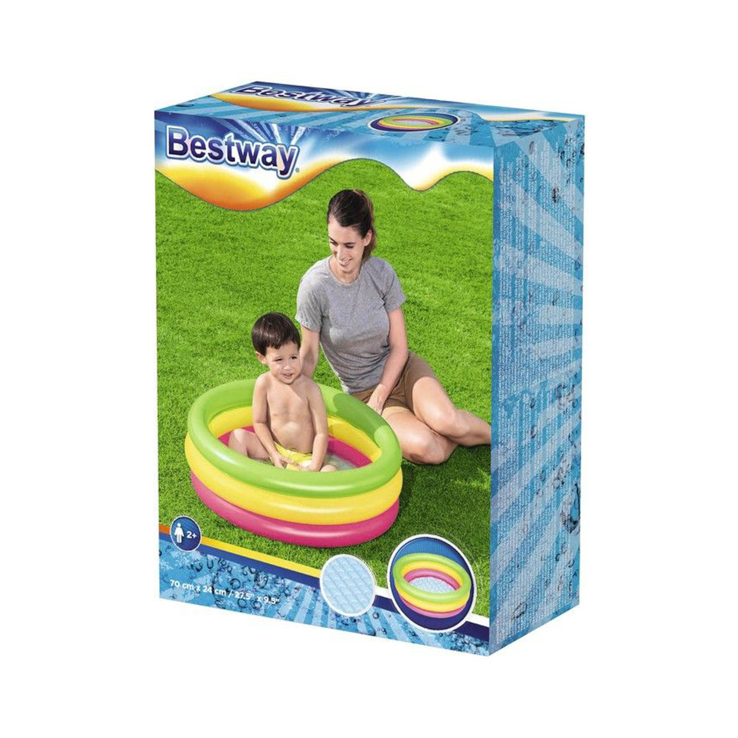 Бассейн надувной BESTWAY Радуга, 70х70x24 см, 41 л