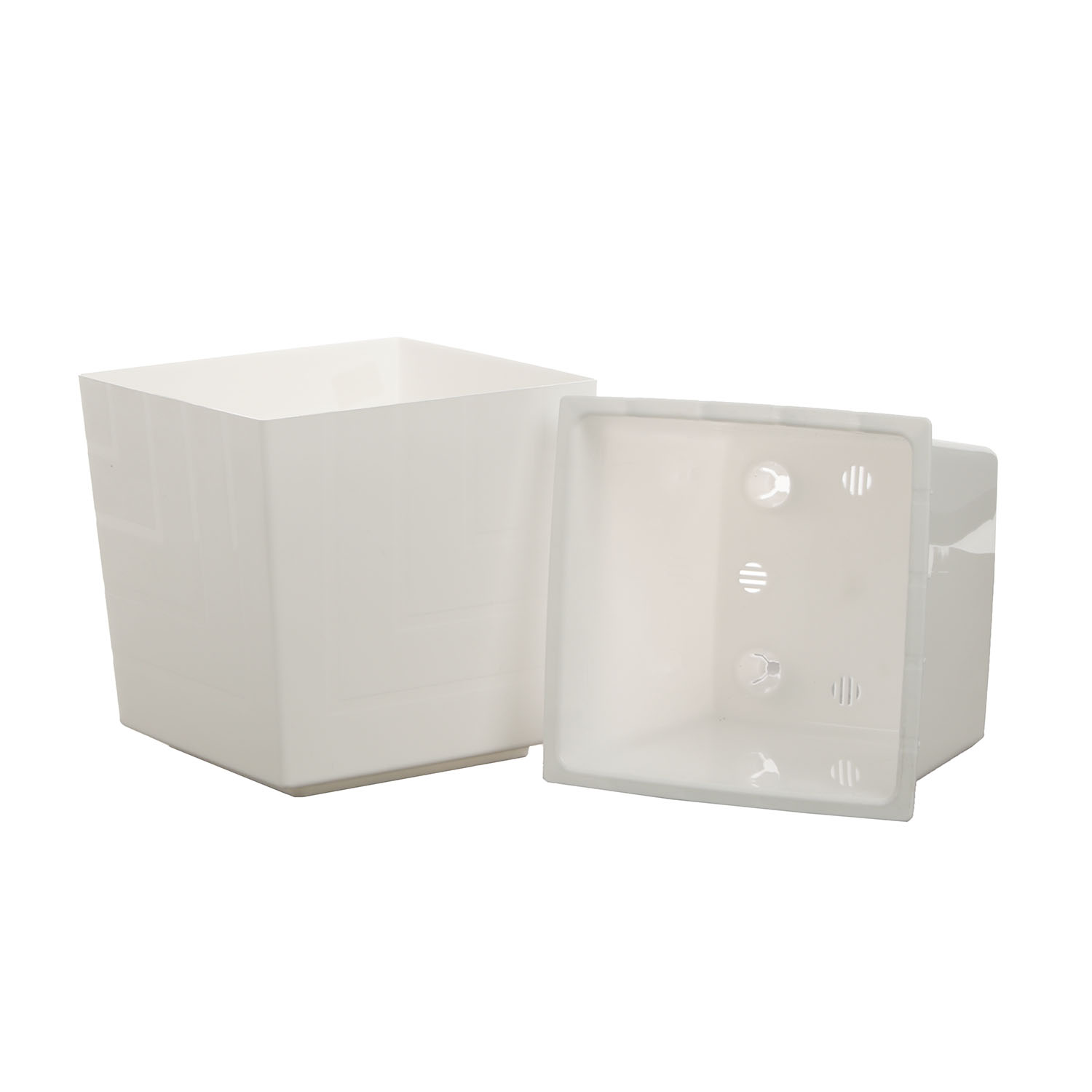 Кашпо 6.6 л Live in Green Квадро КВ20-10, 20х20х20 см, с дренажной вставкой, пластик, белый