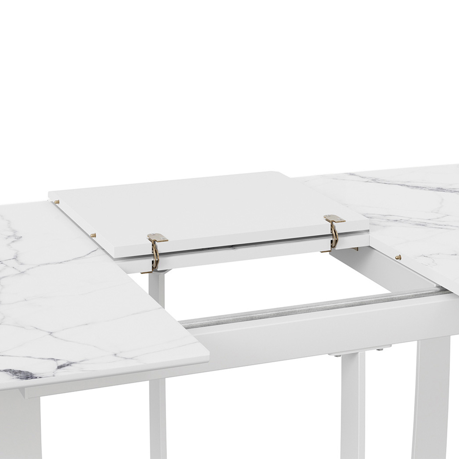 Стол обеденный прямоугольный раздв.Орфей 1400(+400)*850*770мм Белый муар/стекло глян.белый мрамор*1