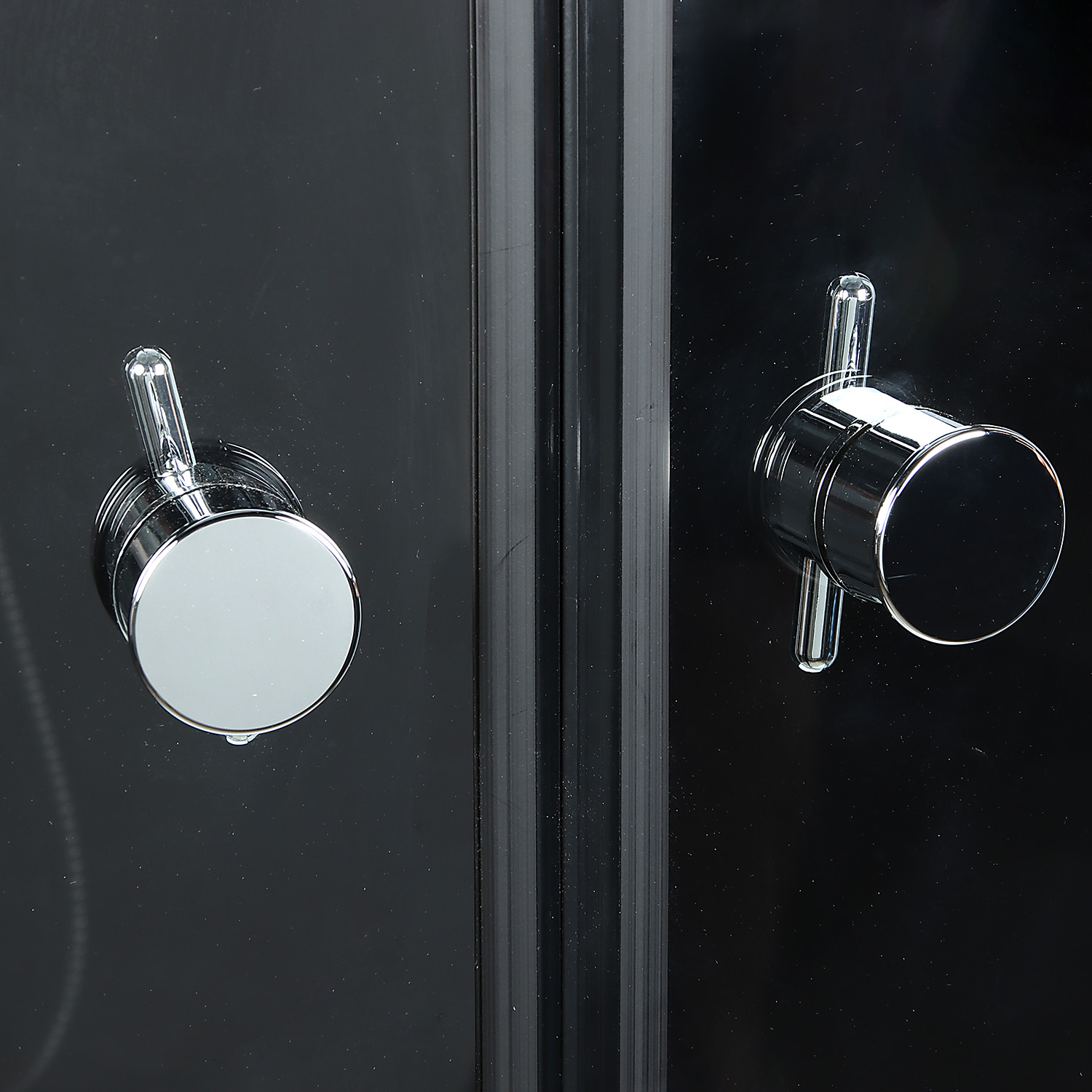 Кабина душевая 90*90*232 Топ B, поддон средний, стекло прозрачное, стенка черная(7уп+сифон D50мм)