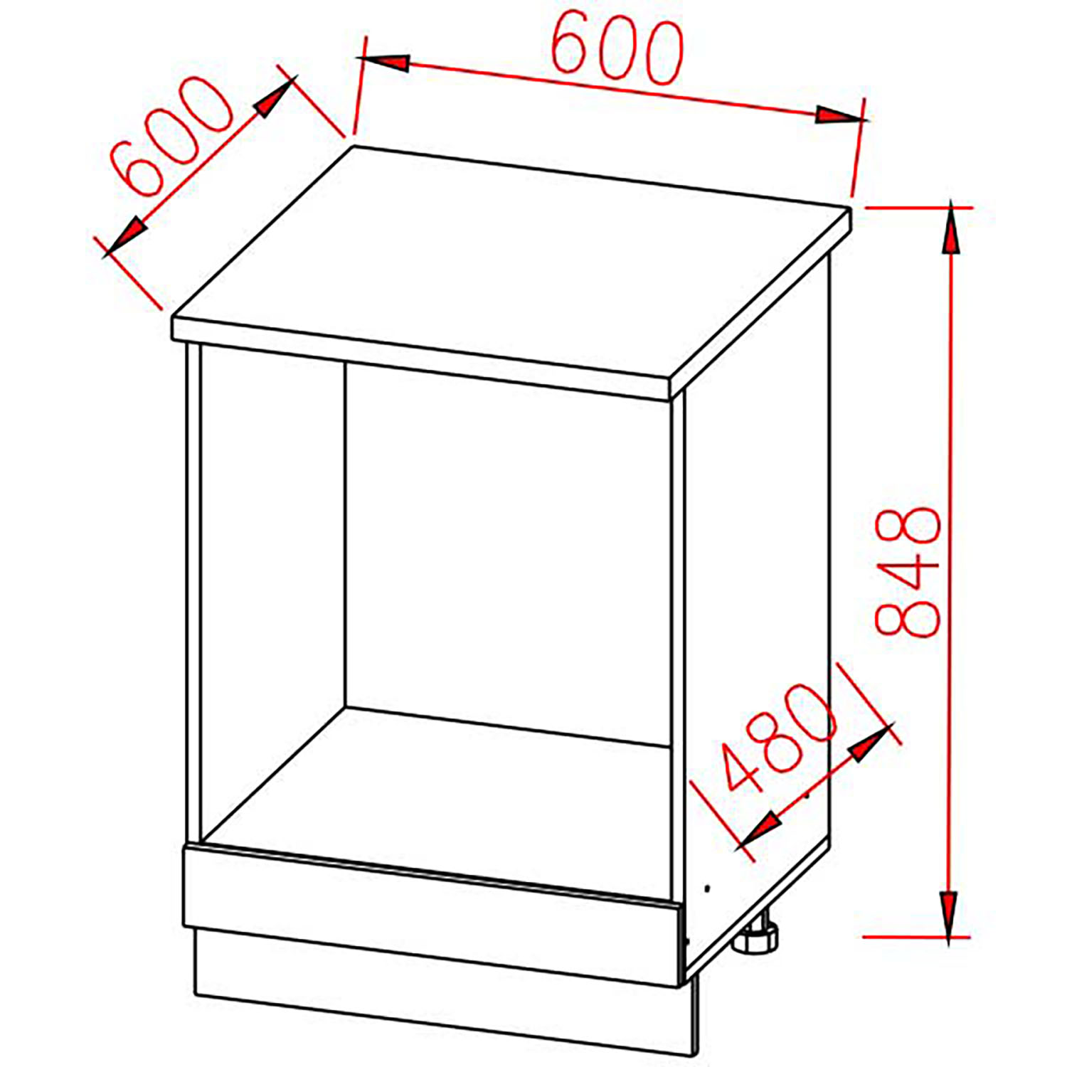 Шкаф напольный 600х850х600 мм BROZEX-WOOD Next, для духового шкафа, графит