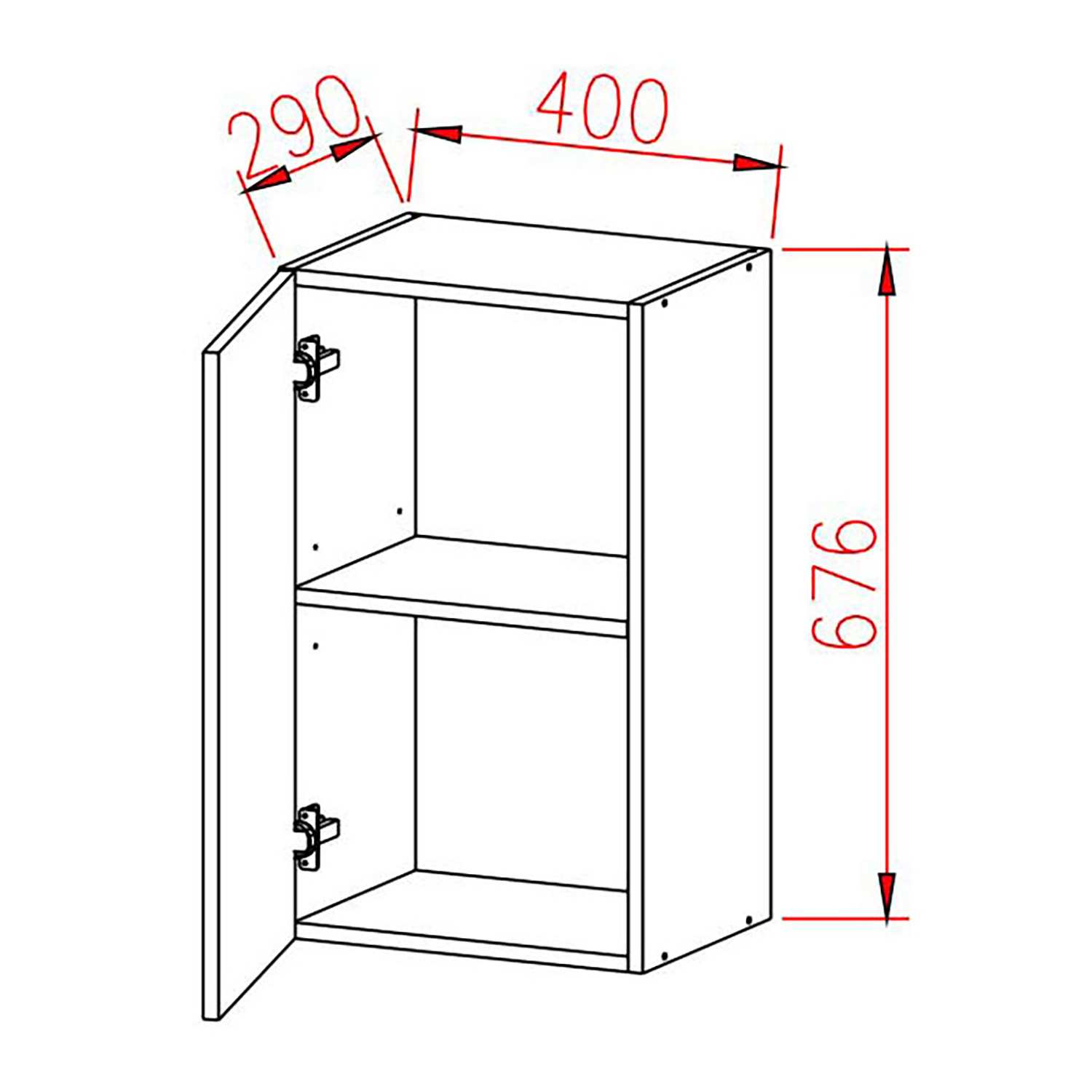 Шкаф навесной 400х676х290 мм BROZEX-WOOD Next, с дверцей, графит / дуб вотан