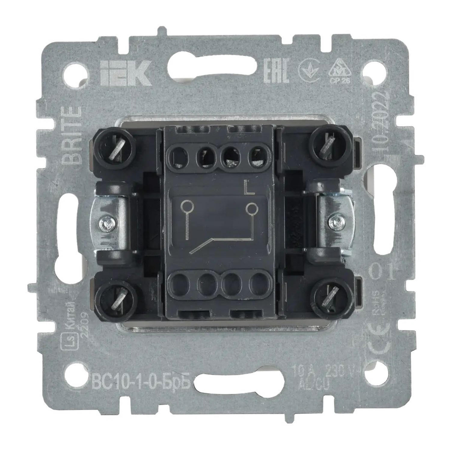 Механизм выключателя "BRITE" 1-кл. белый IEK BR-V10-0-10-K01  *10