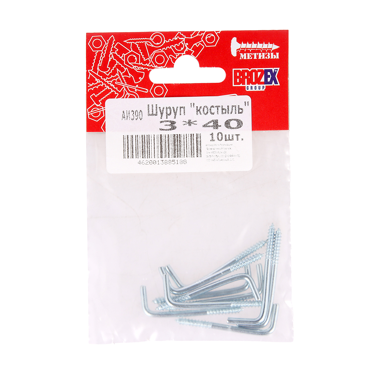 Шуруп "костыль" BROZEX 3*40 оцинков. (10шт) *10/100