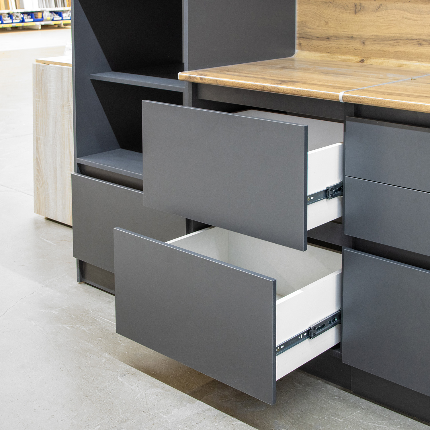 Шкаф напольный 600х850х600 мм BROZEX-WOOD Next, с двумя ящиками, графит