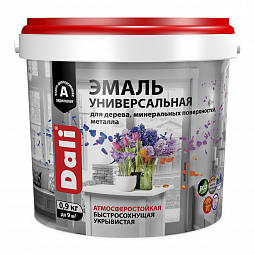 Эмаль акриловая полуматовая 0,9 кг DALI универсальная База А RAL 9010  *6/384