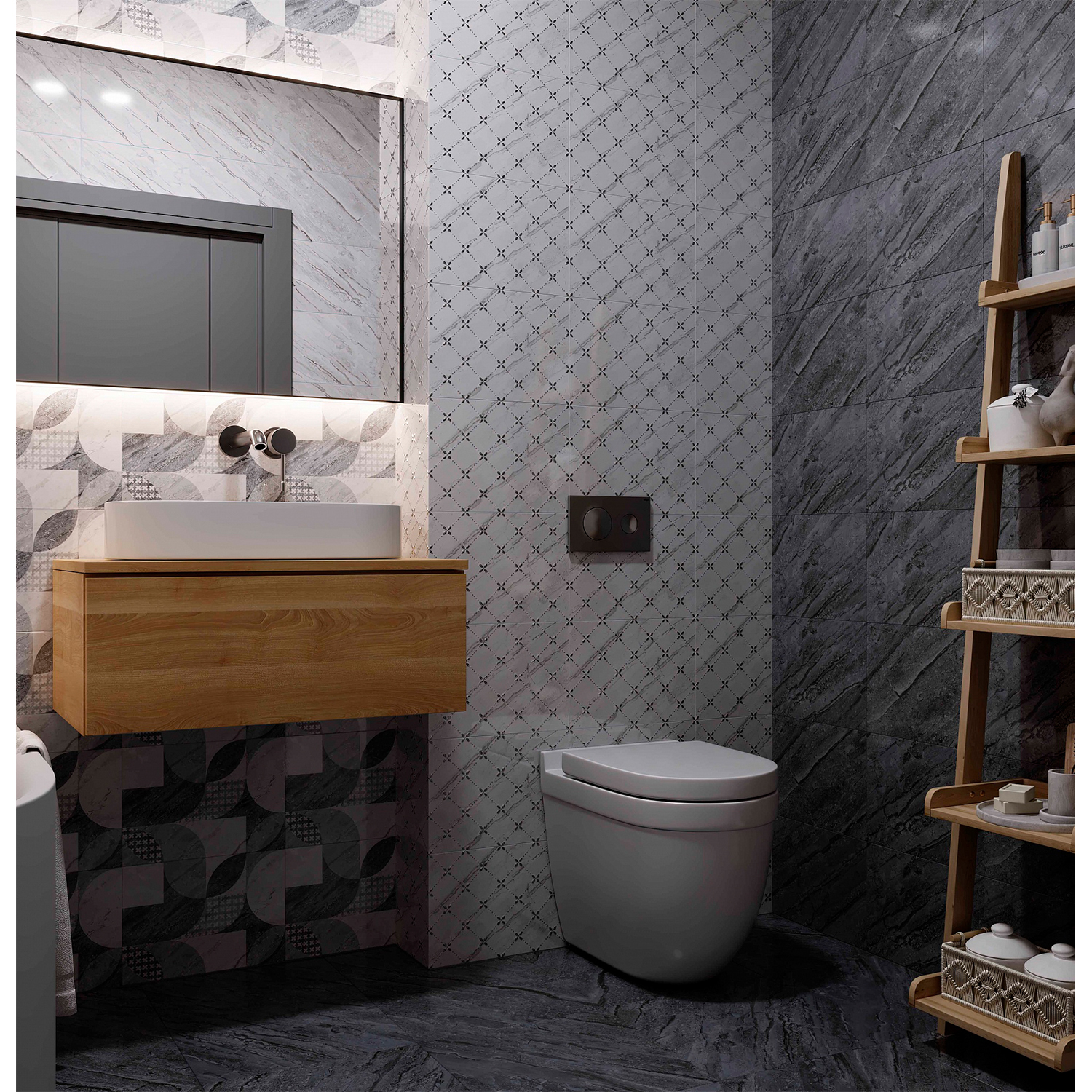 Плитка 25х35 см настенная 1.58 м² Axima Тулуза, сортовая, темно-серый