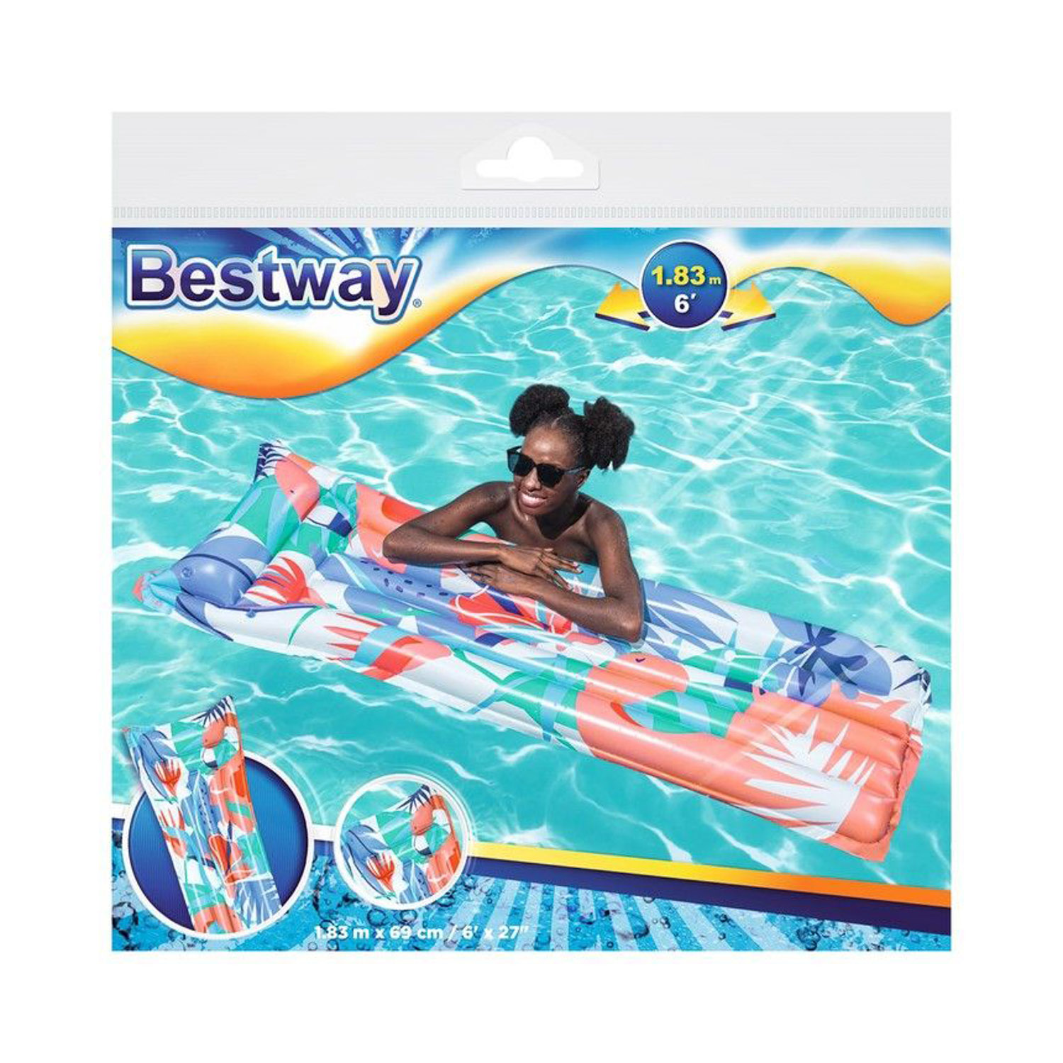 Матрас надувной для плавания BESTWAY, 183х69 см, цвет микс