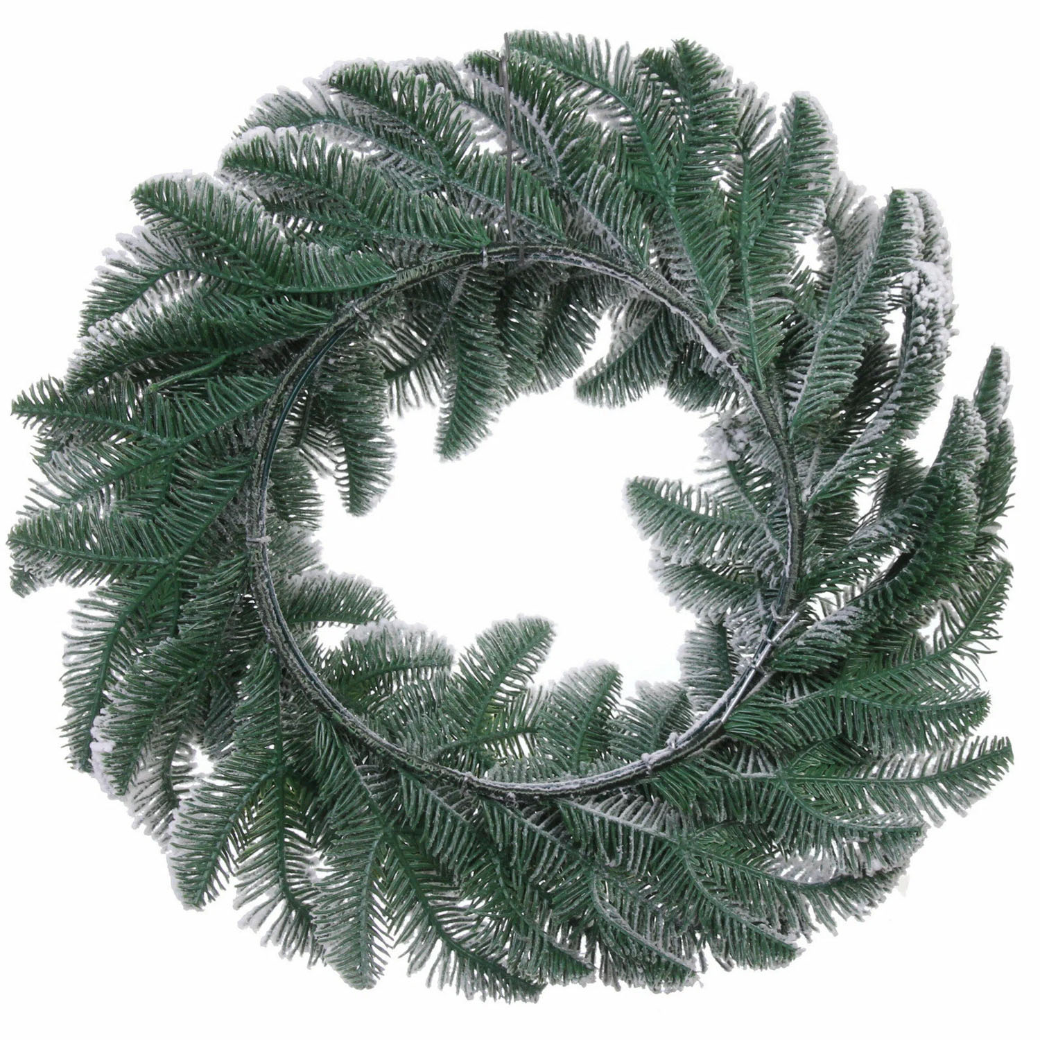 Венок хвойный "Заснеженный лес" d-40 см, литой ПВХ, белое напыление