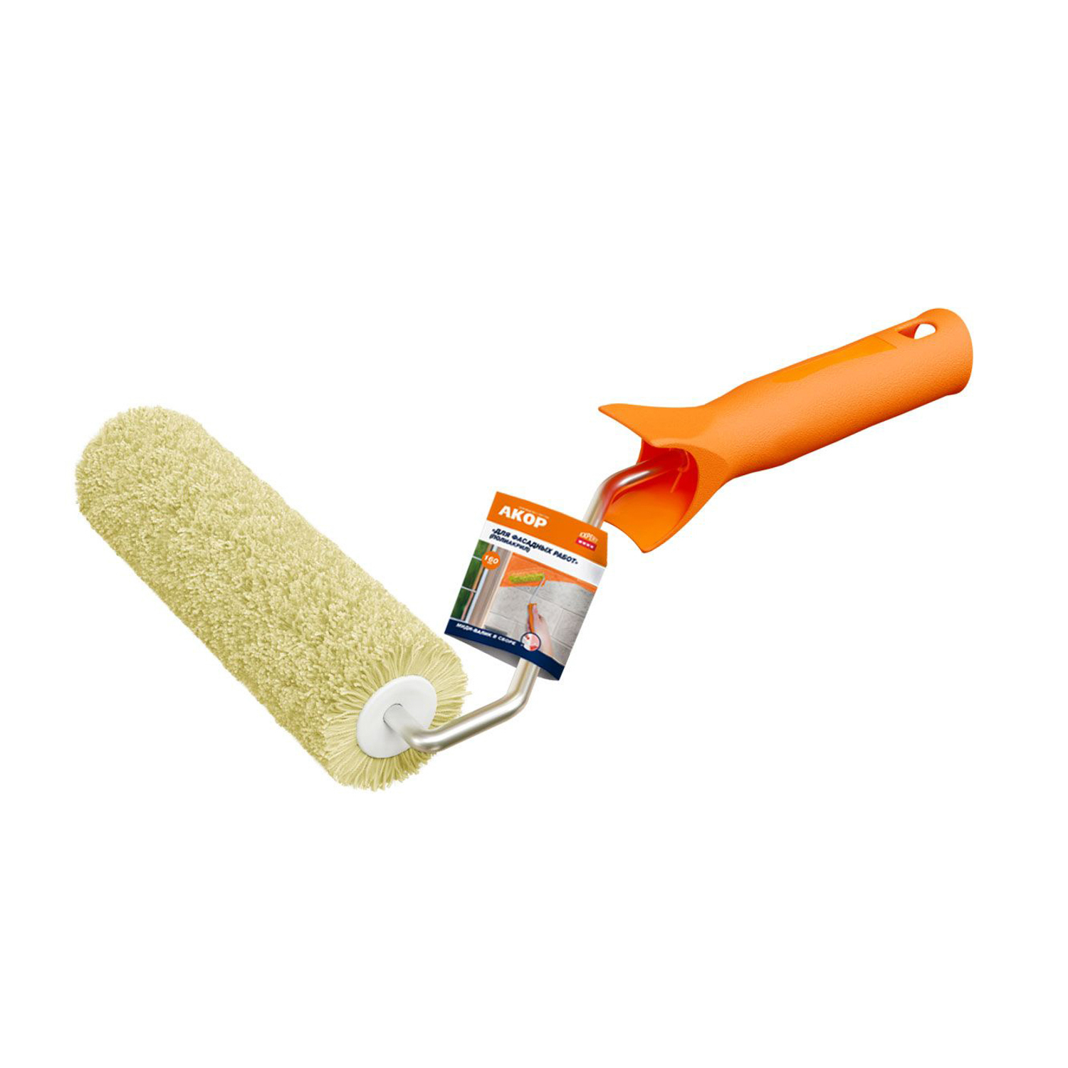 Валик-миди 120мм в сборе д/фасадных работ,d-25мм,ворс12/18мм,ручка30см,полиакрил (Акор) *1/45