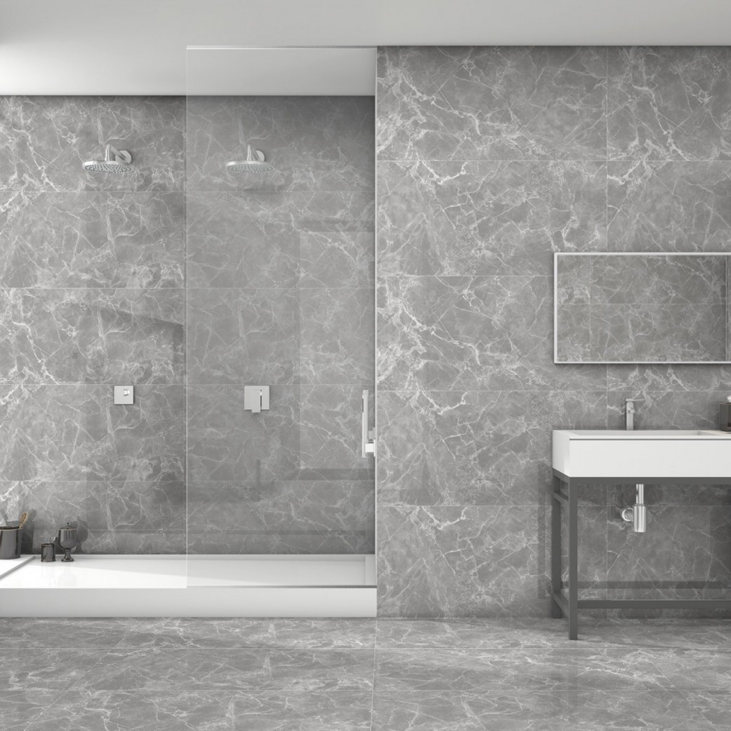 Керамогранит 1.44 м² Global Tile Solo PGT 2198, 1200x600x9 мм, полированный, серый