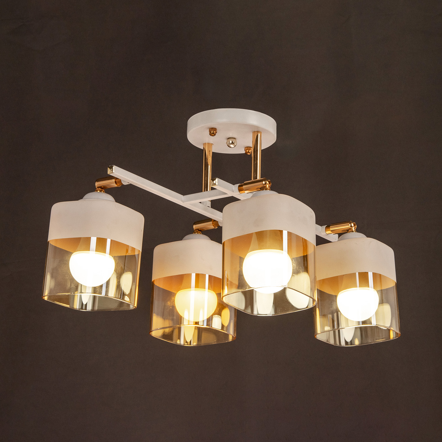 Люстра "Камелия" 4хЕ27 40Вт бело-золотой 56х56х27см 9408299  S=12м2