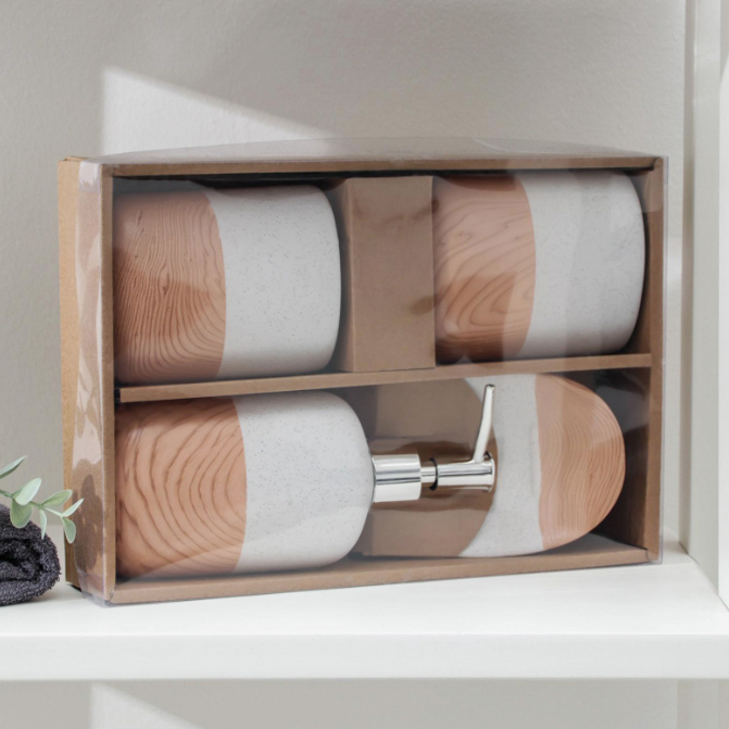 Набор для ванной Микаса 4 предмета (мыльница. дозатор для мыла, 2 стакана), цвет белый   6851683