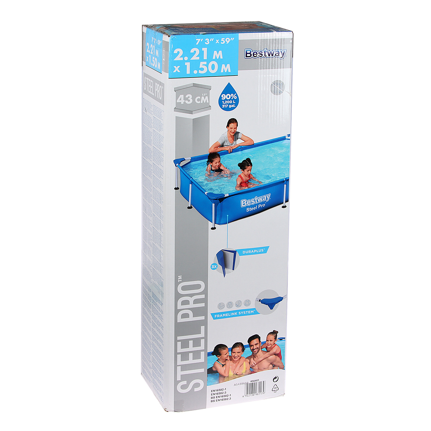 Бассейн каркасный BESTWAY Steel Pro, 221x150x43 см, 1200 л