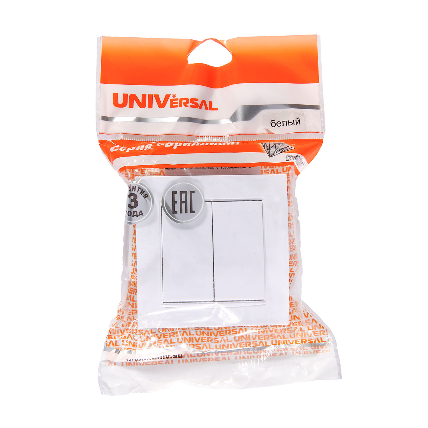 Розетка Бриллиант СП 1-мест. белая сз с крышкой 16А IP20 UNIVersal 7947649 *10100