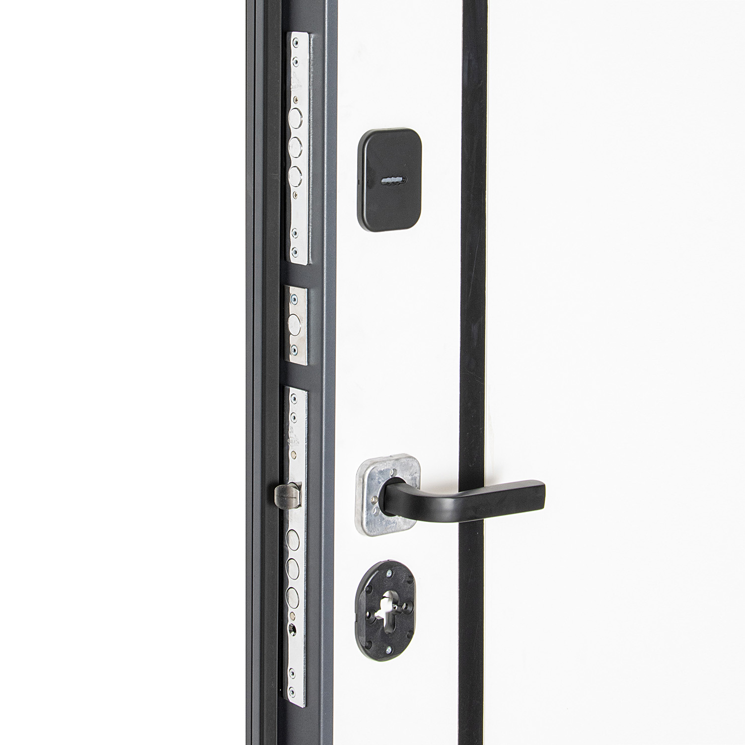 Дверь входная 2050х860х80 мм Дверной континент, левая, графит/белый софт